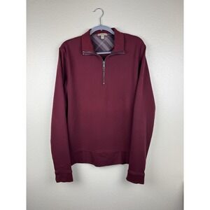 BURBERRY BRIT 1/4 Zip Pullover Sweater Men's Size XL Maroon 100% Cotton EUC Prep